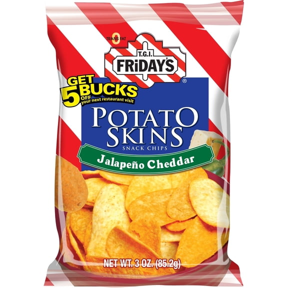 TGI Fridays Jalapeno Cheddar Potato Skins - Snack Chips - 6 Pack, 3 oz Each