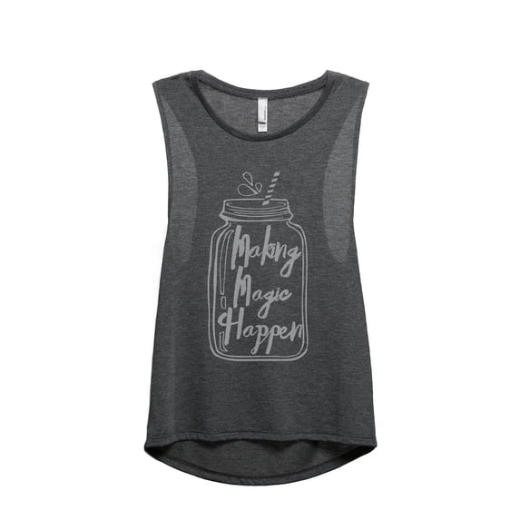 Thread Tank Making Magic Happen Women's Sleeveless Muscle Tank Top Charcoal Small