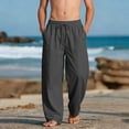 thumbnail image 3 of JTSRKL Linen Cargo Pants for Boys Lightweight Summer Casual Pull On Trousers Breathable Comfort Pants Solid Color Beach Vacation Long Pants with Multi-Pockets Gray 7-8 Years, 3 of 10