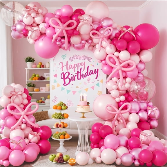 OUTMASTER 140PCS Pink Party Balloon Kit - Arch Decorations for Birthdays, Weddings, Baby Showers