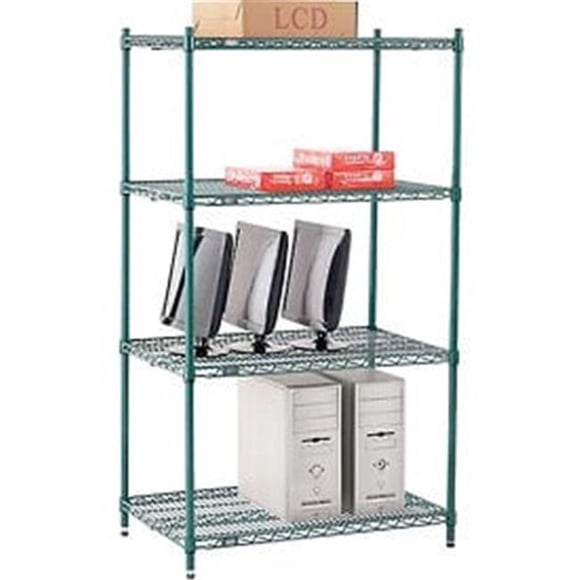 Global Industrial 24366G 36 x 24 x 63 in. Nexel Poly-Z-Brite Wire Shelving, Green
