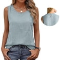 thumbnail image 6 of Womens Cotton Linen Tank Tops Loose Fit 2 Pack Casual Sleeveless Vests Lightweight Breathable Summer Daily Wear by Yigetop Dark Blue L, 6 of 6