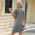 thumbnail image 6 of Fjuchai Women's Dresses Summer Round Neck Short Sleeve Casual Dress Comfort Solid Loose Dress S-XXL, 6 of 9