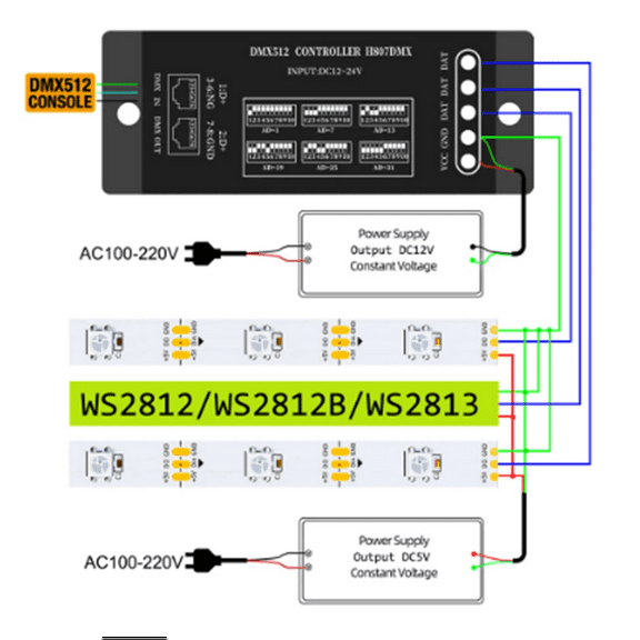 DMX512 Controller,Connect to DMX512 Console,Support WS2812,WS2813,UCS1903,Etc.13 Channels Per Device