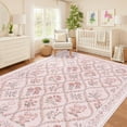 thumbnail image 4 of 5x7ft Area Rug, Blush Pink Boho Cute Floral Rug for Bedroom, Washable Large Soft Non-Slip Low-Pile Carpet or Living Room Playroom Dorm, Pink Multi, 4 of 7