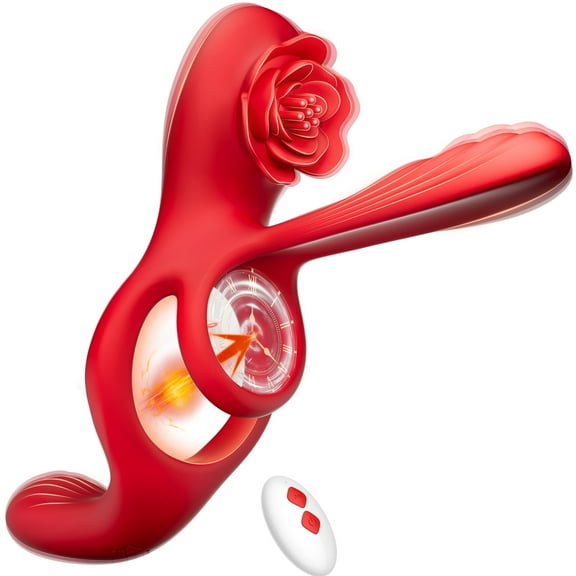 Vibrating Penis Ring Sex Toys for Men, KERERO 3 in 1 Couples Sex Toys Vibrator with Penis Ring, Remote-Controlled 10 Vibration Modes Male Sex Toy, Rose Sex Toy Adult Toys for Women