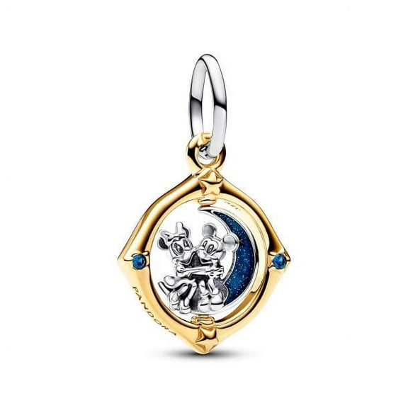 PANDORA Disney Mickey Mouse & Minnie Mouse Two-tone Spinning Moon Dangle Charm