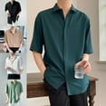 thumbnail image 5 of Men Summer Korean Style Fashion All Match Short Sleeve Shirt Business Loose Top, 5 of 6