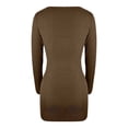 thumbnail image 5 of WTXUE Robe à Manches Longues, Robe T-Shirt Courte à Col Carré à Manches Longues Décontractée d'Automne pour Femme, Robe Portefeuille, Robe Brune, Café m, 5 of 5