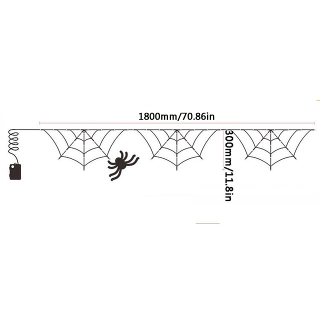 Purple Halloween String Lights Indoor Web Light Decor 70.8 in x 11.8 in Battery Powered with 20 LED Bulbs