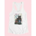 thumbnail image 3 of Folksy Felines B Racerback Tank Women -Annie Warren Designs, Female Large, 3 of 4