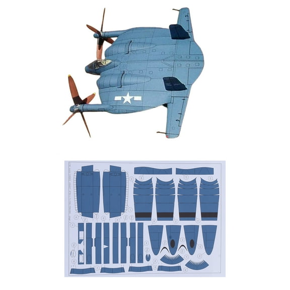 American XF5U-1 Flying Pancake Fighter Paper Model DIY Puzzle for Aviation Enthusiasts