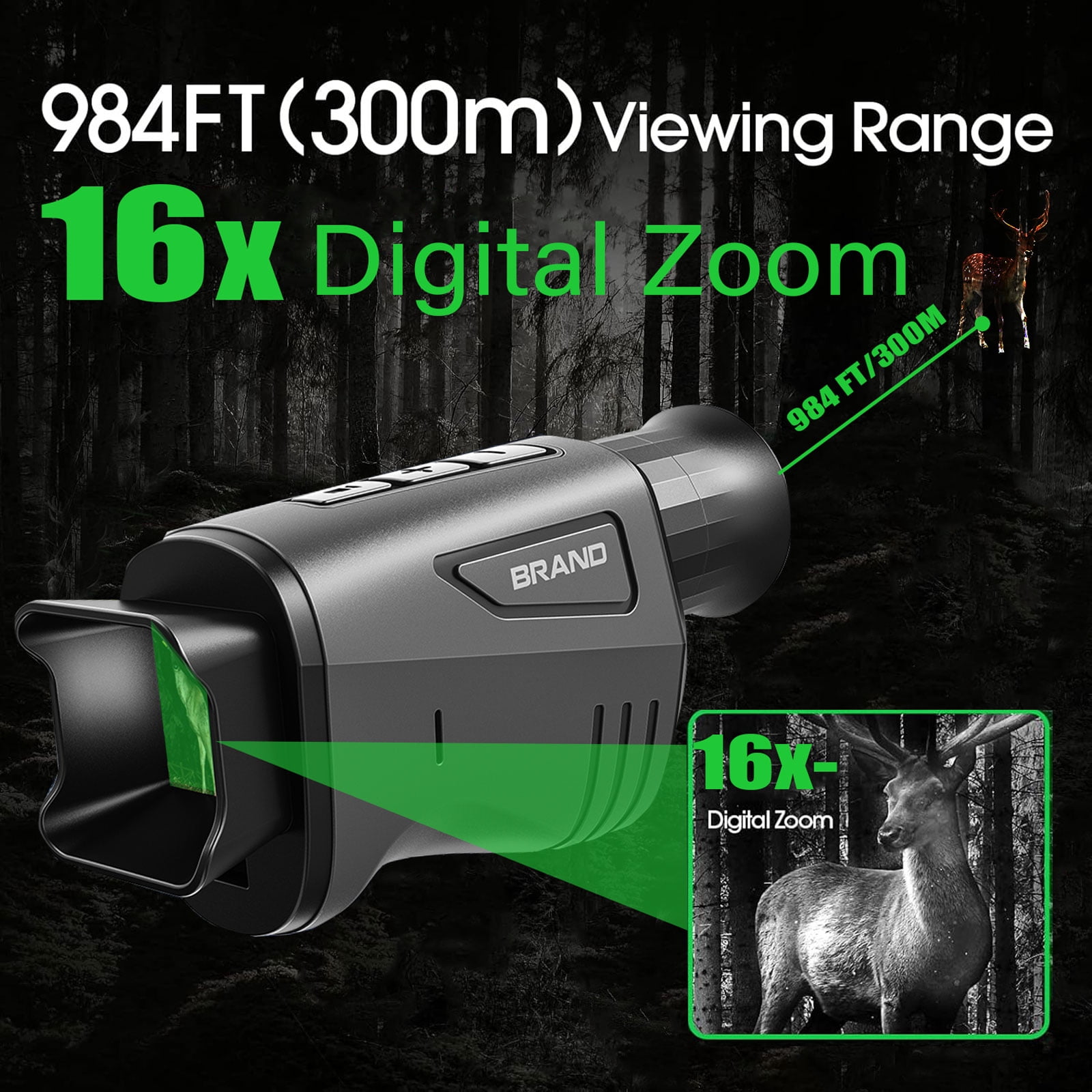 OAZOUF 16x Zoom Night Vision Monocular: Night Vision Binoculars with 7- Level IR & 32GB SD Card Included