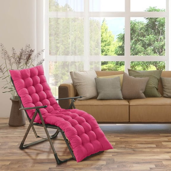 FEOLGEHLY Patio Chaise Lounger Cushion, Indoor Outdoor Rocking Chair Sofa Cushion, Thick Padded Swing Bench Cushion, 62.5x18.8in (Deep Pink)