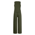 thumbnail image 5 of Elastic Waist Lounge Sets for Women, Sleeveless Blouse And Long Pants Two Piece Outfit, Casual Daily Wear, Summer Work Office Travel Pants Set, Mother's Day Gifts | Sopatenor,Green XL, 5 of 8