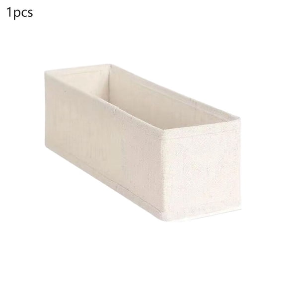 Cotton Linen Storage Bins, Stackable Drawer Organizer for Socks/Ties/Underwear, Sturdy Fabric Storage Box with Reinforced Inner Lining, Foldable Closet Shelving Cubbies for Narrow Spaces