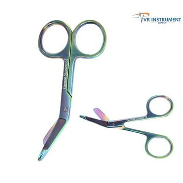 VR Instrument Supply Lister Bandage Scissors 3.5 -Inch Stainless Steel Shears Cut Through Bandages, Dressing, Tape, Gauze, Clothing Rainbow Multi  Color