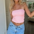 thumbnail image 2 of fatyb Women's Strapless Tops Summer Casual Striped Tank Tops Slim Sleeveless Crop Tops for Going Out, 2 of 7