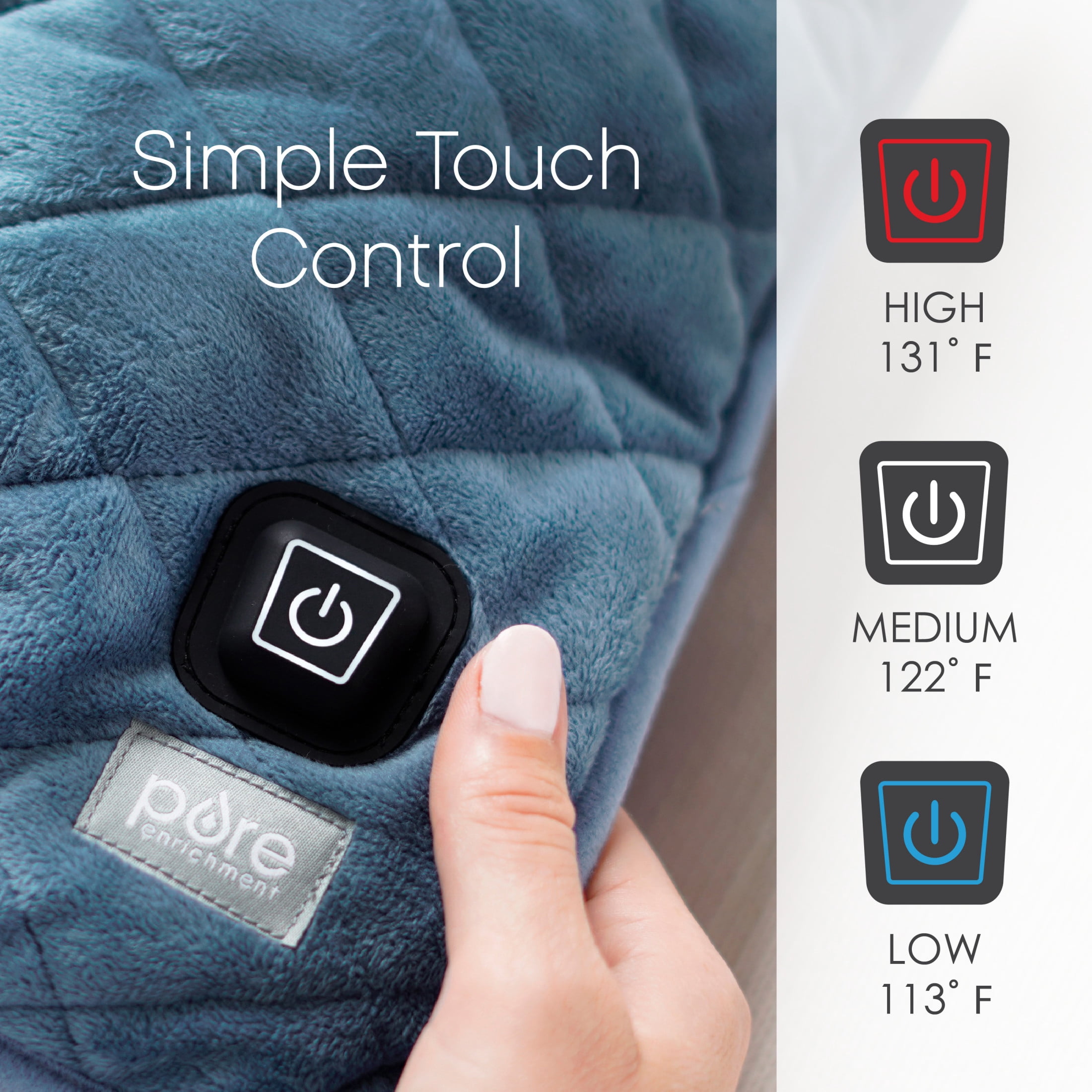 Pure Enrichment WeightedWarmth - 2-in-1 Weighted Lap Pad with Warmer (20” x 12”) 2 lbs, 3 Warmth Settings, BPA-Free, Non-Toxic Beads, & Soft Micromink — Ideal for Kids, Travel & Back Pain