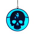 thumbnail image 1 of Decoraciones luminosas de Halloween, colgante redondo de calavera de hierro forjado, suministros para fiestas, adornos colgantes de hierro para puerta de pared del hogar, azul, 1 of 5