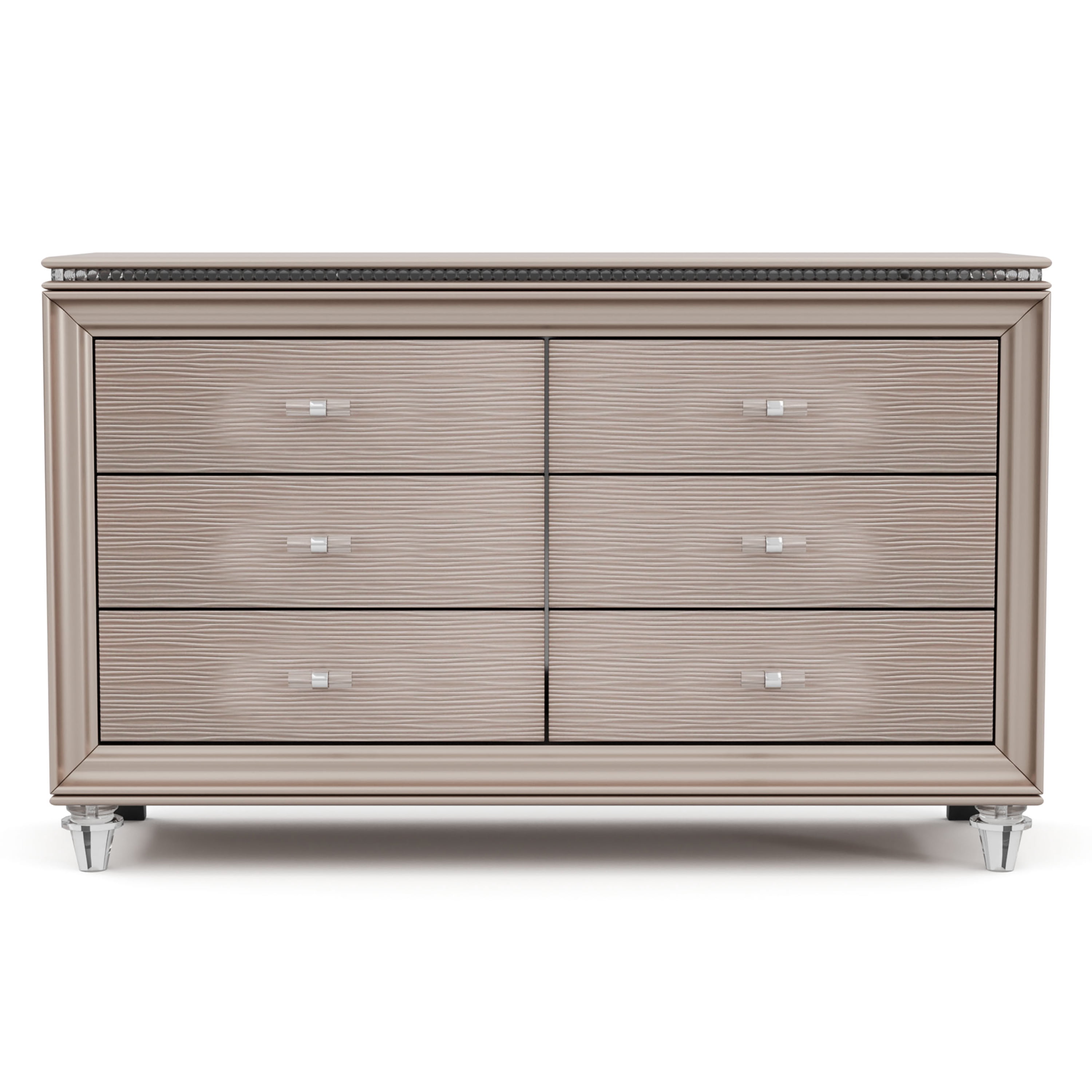 Furniture of America San Angelo Adult Modern 6-Drawer Dresser, Rose Gold