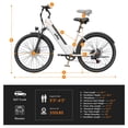 thumbnail image 3 of Qlife Cityone ST 26" Electric Bike for Adults,500W Hub Motor,Max 25 MPH Ebikes,48V 7.8Ah Removable Battery,7-Speed,Front Suspension,Mechanical Disc Brakes,(White), 3 of 6