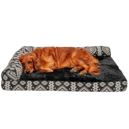 UPC: 0842229122947 | FurHaven Pet Products Southwest Kilim Deluxe Chaise Lounge Cooling Gel Memory Foam Sofa-Style Pet Bed for Dogs & Cats – Black Medallion Jumbo