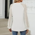 thumbnail image 4 of Fznquz Long Sleeve Blouses for Women White Dressy Lace Blouses Crew Neck Pleated Work Womens Clothes S, 4 of 5