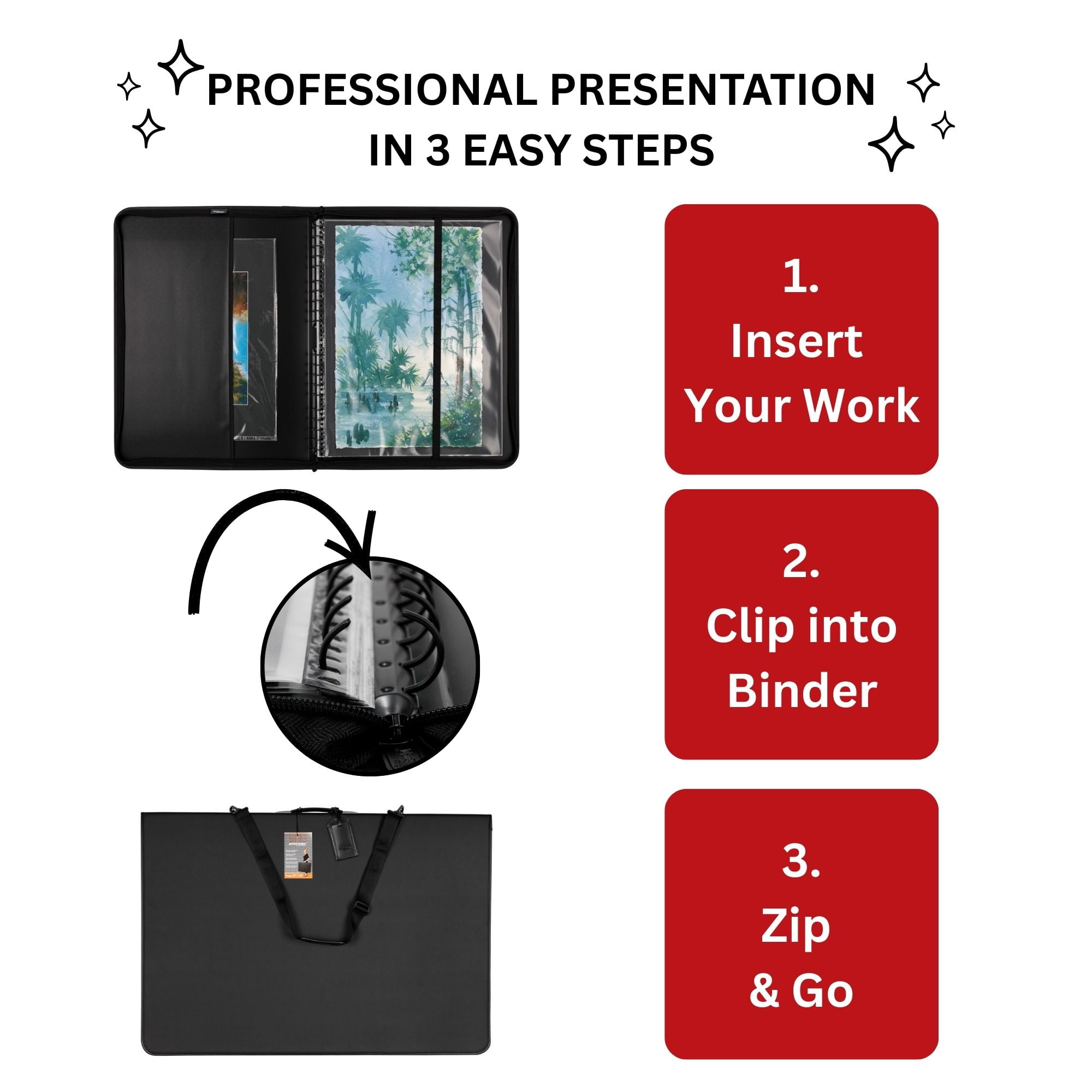 Picturesque 18x24" Presentation Case, 5 Acid-Free Sheets - 2 Pack