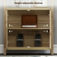 thumbnail image 5 of SICOTAS 71" Tall Bookcase with Doors, Boho 5 Tier Rattan Bookshelf,  Mid-Century Bookcase with Storage Cabinet for Living Room, Bedroom, Library & Home Office in Light Oak, 5 of 9