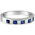 thumbnail image 2 of Princess-Cut Channel-Set Diamond and Sapphire Ring Band 14k White Gold, 2 of 3