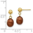 thumbnail image 3 of 14K Yellow Gold 6-7mm Brown Rice Freshwater Cultured Pearl Dangle Post Earrings (14 X 6.5) Made In Canada xf335e, 3 of 5