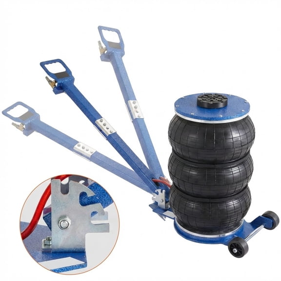 5 Ton (11000 lbs) Triple Bag Air Jack, 3-5s Fast Lift to 18.5 Inch, with Steel Pipes & Handle for Car Repair, Garage
