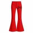 thumbnail image 4 of Landzoo Girls Flared Pants Bowknot Graphic Slim Fit High Waisted Fall Casual Kid Girls Trousers, 4 of 4