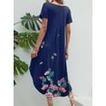 thumbnail image 2 of Avidlove Women Nightgowns Side Split Long Nightshirts Short Sleeve Soft Sleepwear V Neck Nightdress with Pockets, 2 of 5