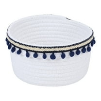 Unique Bargains Woven Storage Basket for Key Tray Bowl Navy 8.1*3.7in