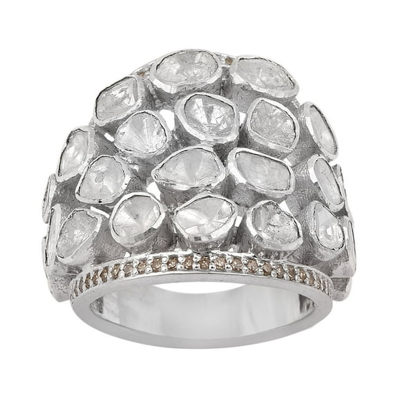 2.00 CTW Natural Diamond Polki Cocktail Women's Valentines Day Gifts Ring 925 Sterling Silver