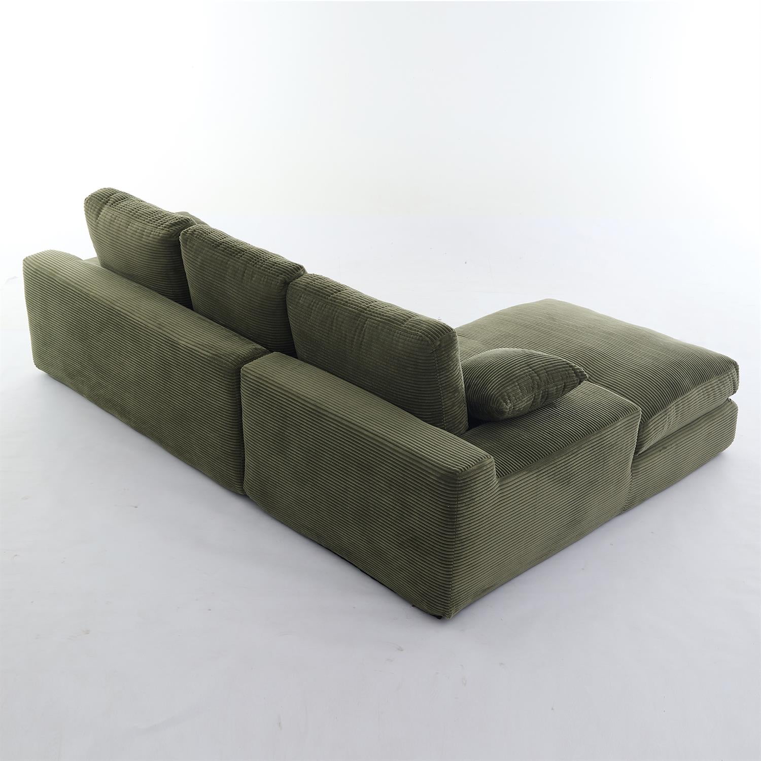 Demi Bonn 99"x69" L-Shape Modular Sectional Sofa Set, Modern Minimalist Upholstered Sleeper Couch for Bedroom & Living Room, No Installation, Green