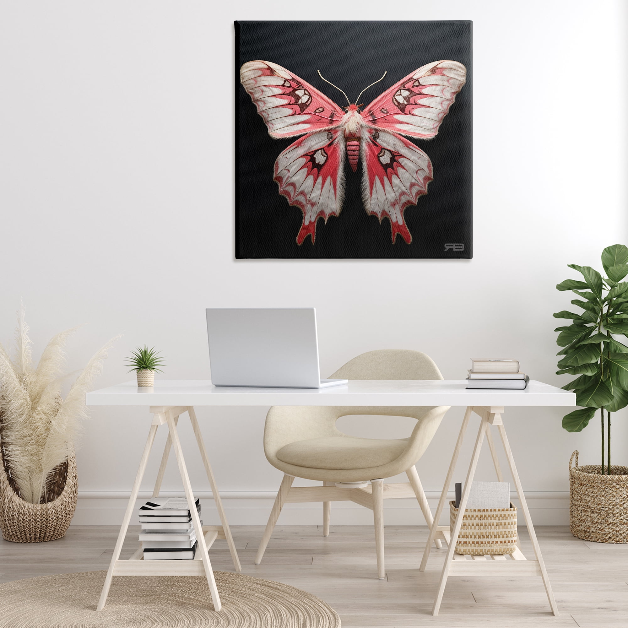Stupell Industries Red & White Moth Animals & Insects Painting Gallery Wrapped Canvas Art Print Wall Art, 36 x 36
