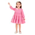 thumbnail image 3 of Dresses for Girls Birthday Cute Flowy Tiered Ruffle Long Sleeve Shirt Dress Crew Neck A-Line Fall Girls Clothes Dresses Pink, 3 of 10