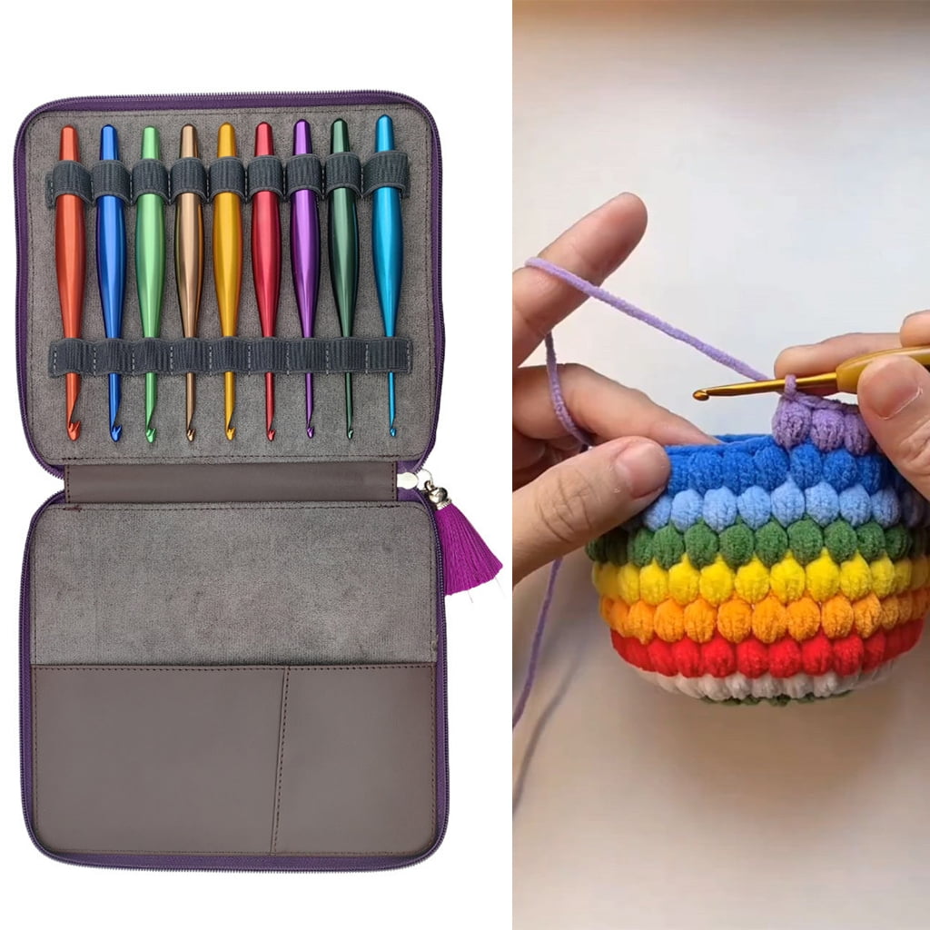 9 Pcs Knitting Needle Colourful Crochet Hook Set 3.5mm-8.0mm Crochet Needle Ergonomical Crochet Needle for Crafting