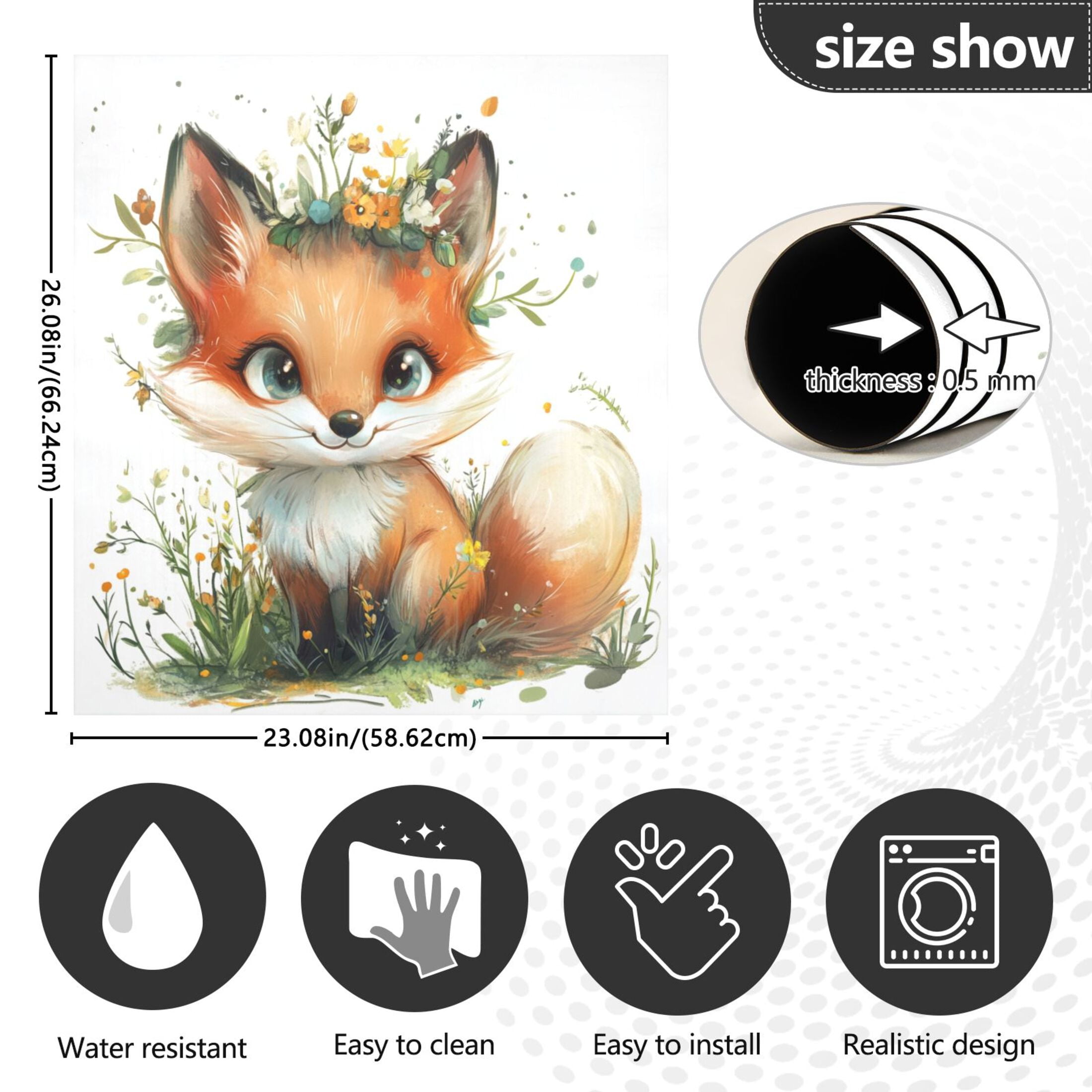 Dishwasher Magnetic Sticker 23x26 Inch Refrigerator Magnetic Sticker Washing Machine Magnetic Sticker Kitchen Panel Magnetic Sticker Home Decor Super Cute Orange Fox