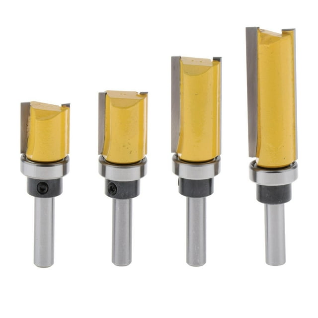 Broca de enrutador recta de vástago de 8 mm de diámetro de 4 piezas, de carpintería, herramienta de carpintero profesion shamjiam Broca de enrutador recta de doble flauta