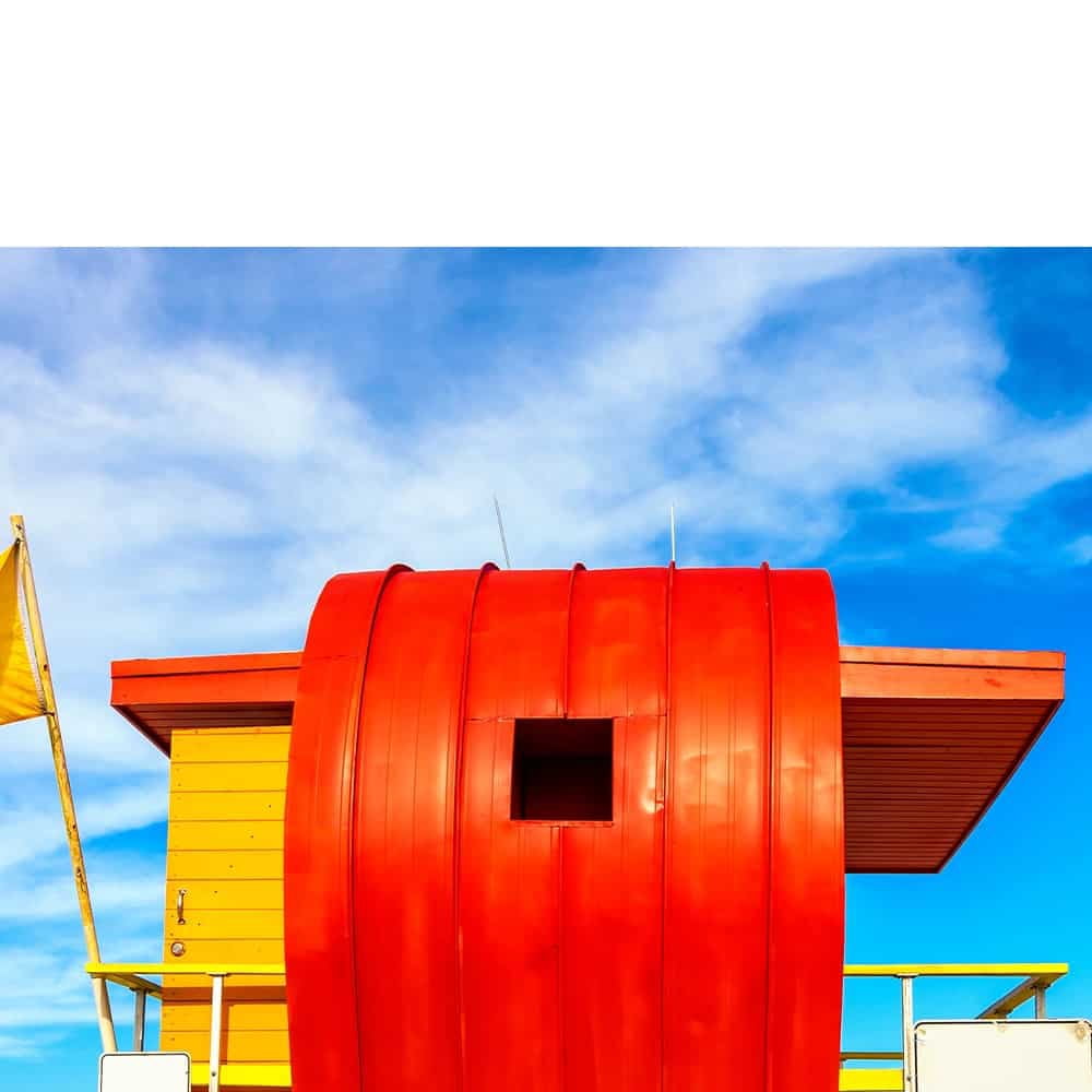 Miami Beach Lifeguard Tower-14"x14" Canvas Artwork - Multi-Color 14 x 14
