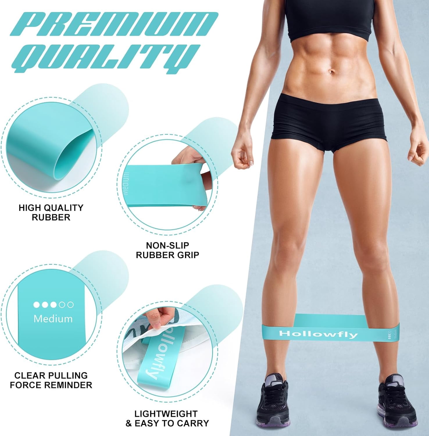 JJEAN-12 Pcs Latex Resistance Loop Exercise Bands for Booty Workout Stretch Exercise Bands Non Slip for Legs Squat Resistance Loop Women Men Starter Butt Hip Thigh Fitness