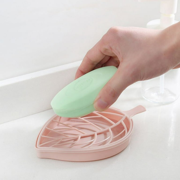 Portable Soap Dishes Plastic Double Layers Leaf-Shaped Soap Holder