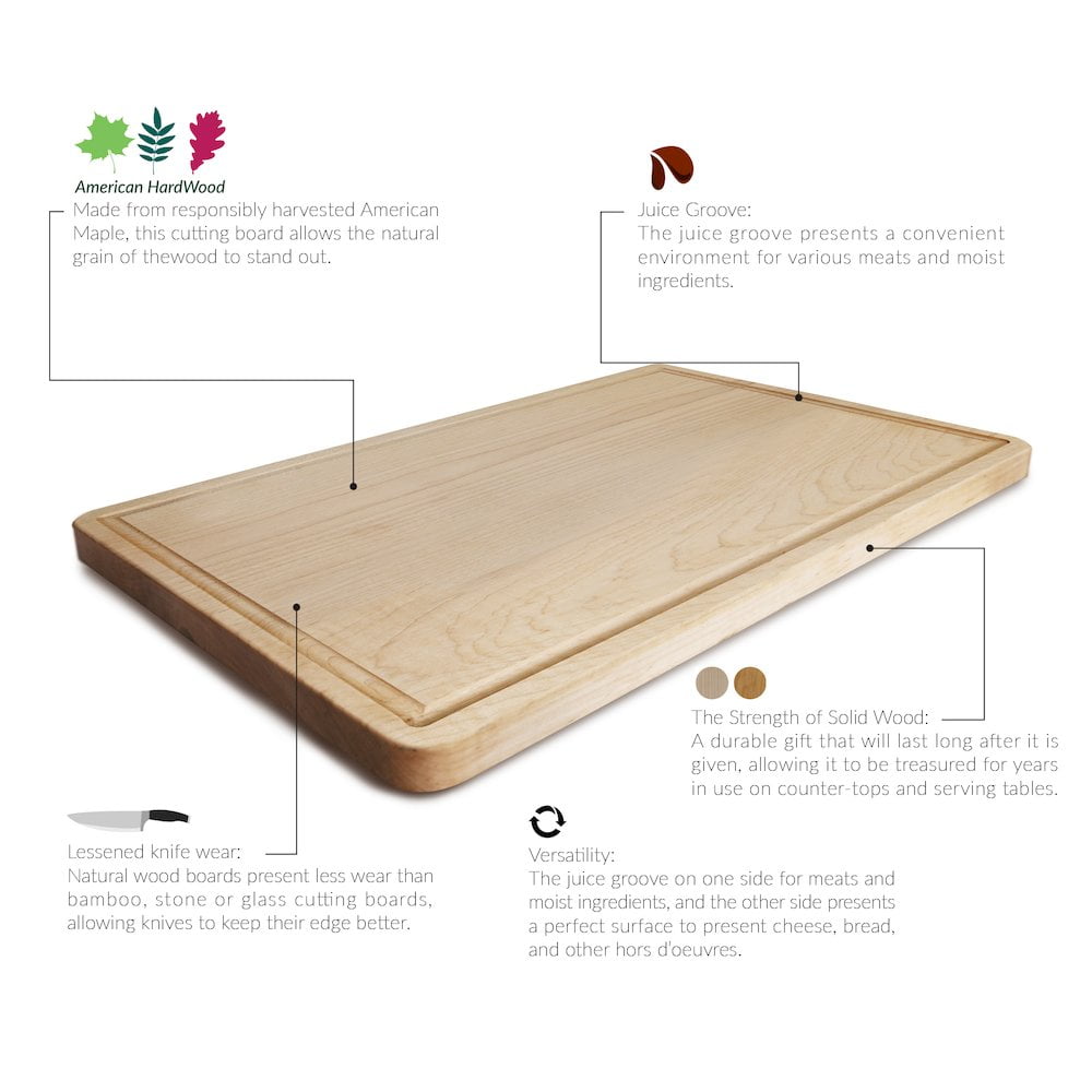 Casual Home Delice Rectangle Cutting Board with Juice Drip Groove-Material Type:Cherry