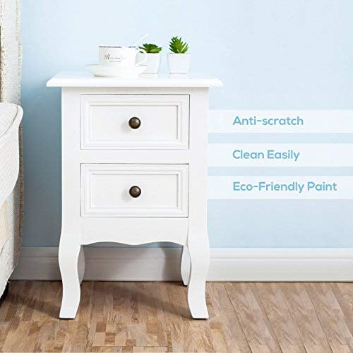 Set of 2 Nightstand Small&Super Cute Paulownia Wood Fully Assembled