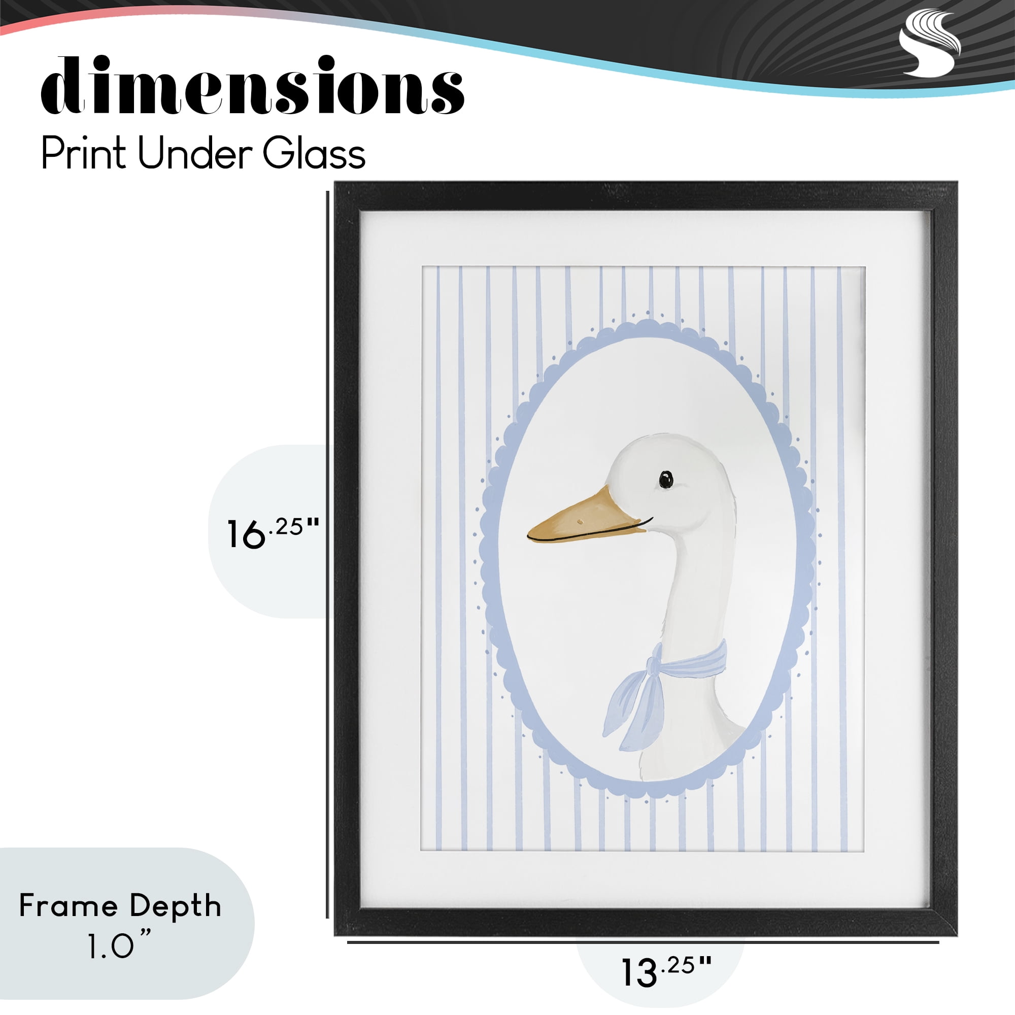 Stupell Industries Dainty Bordered Duck Black Framed Print Under Glass, design by Cherrywood Lane