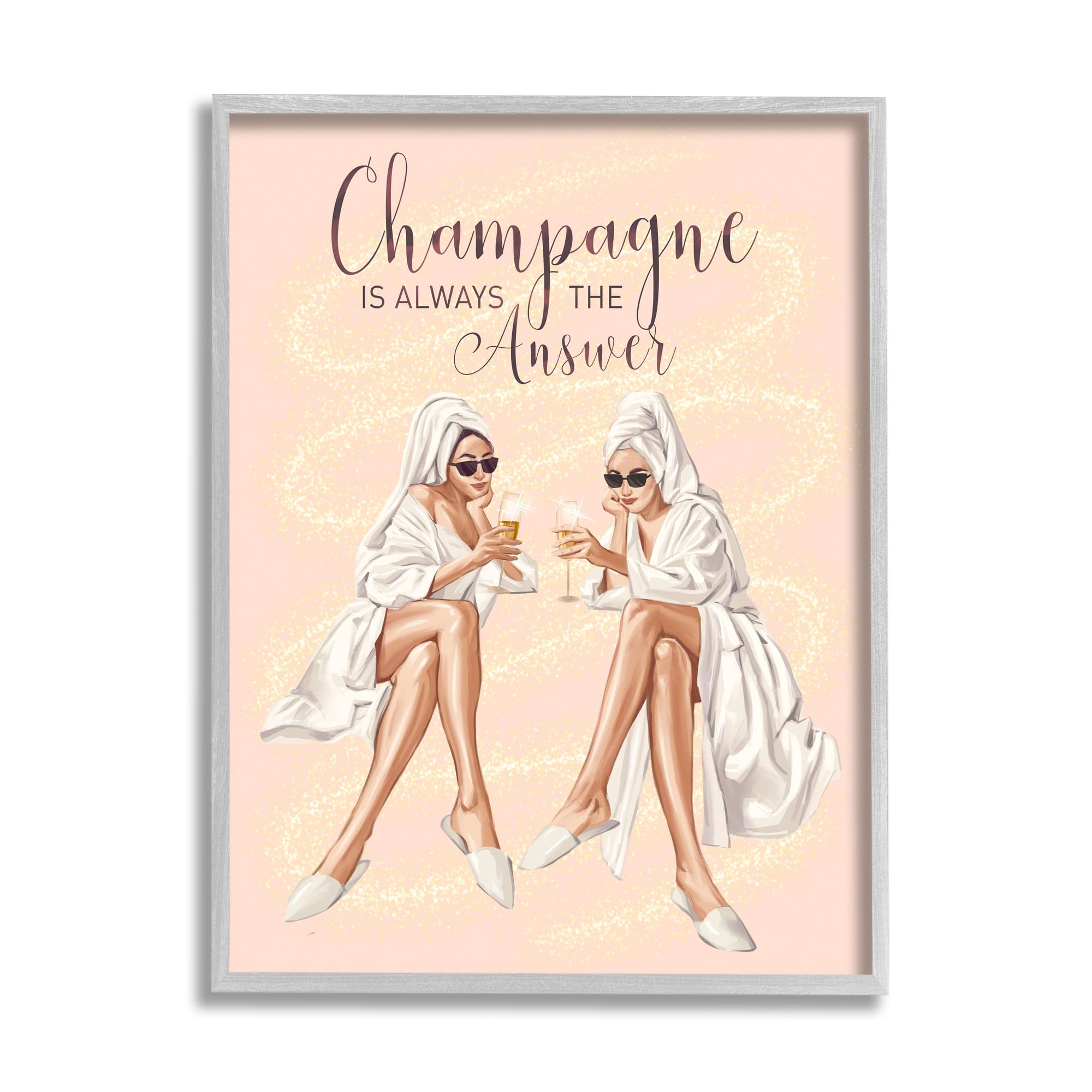 Stupell Industries Champagne Typography Quote Pink Glam Robes Cheers Framed Wall Art, 16 x 20, Design by Ziwei Li